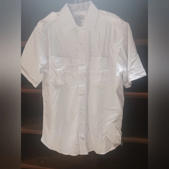 A Cut Above Men Shirt 16.5 White Pilot Uniform Cirrus Fitted Button Up Tropo
